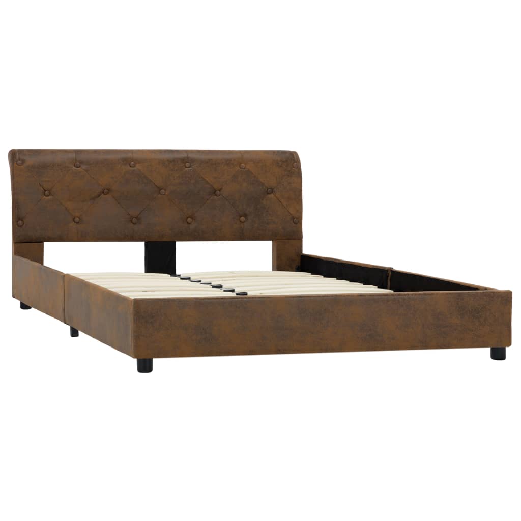 Bedframe kunstsuède bruin 120x200 cm is nu te koop bij PeponiXL, paradijselijk wonen!