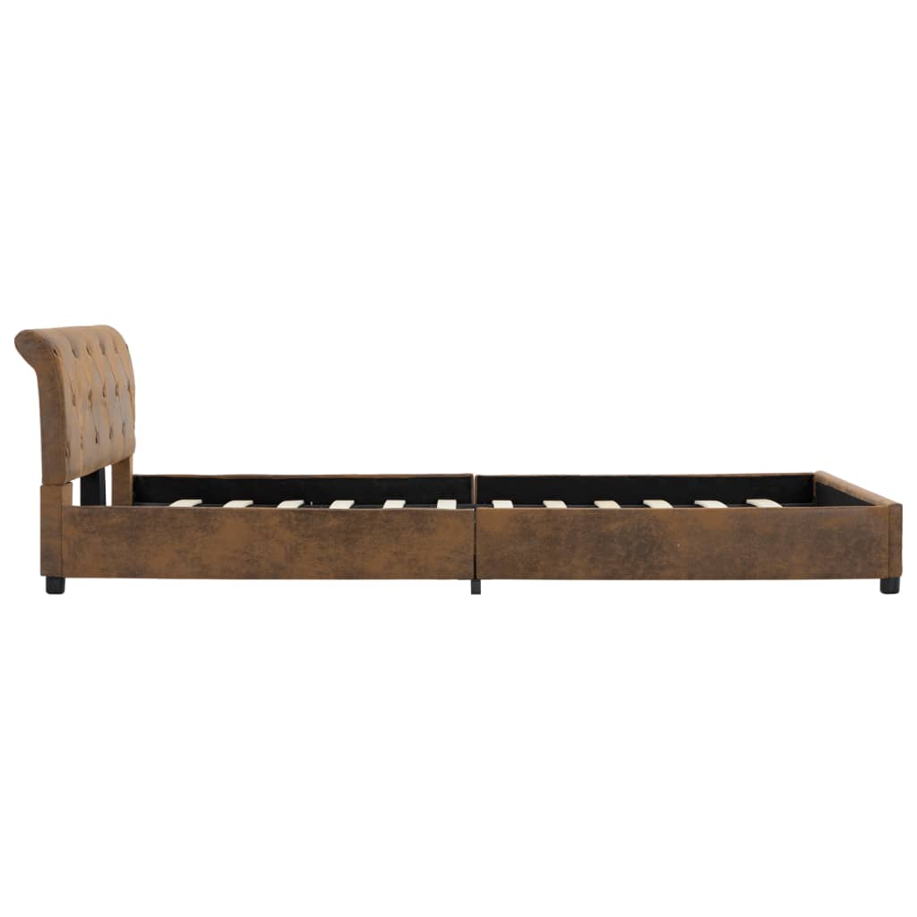 Bedframe kunstsuède bruin 120x200 cm is nu te koop bij PeponiXL, paradijselijk wonen!