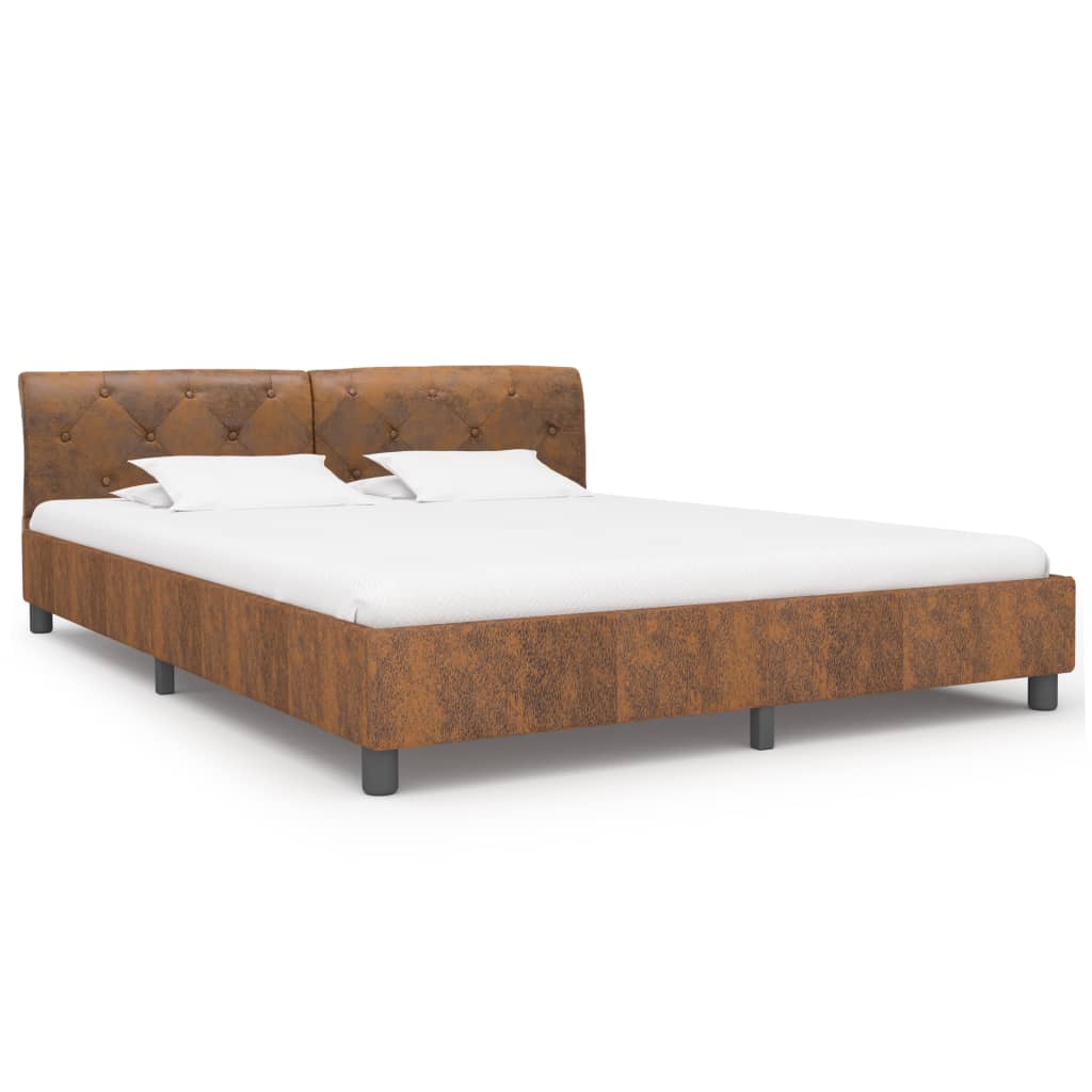 Bedframe kunstsuède bruin 160x200 cm is nu te koop bij PeponiXL, paradijselijk wonen!