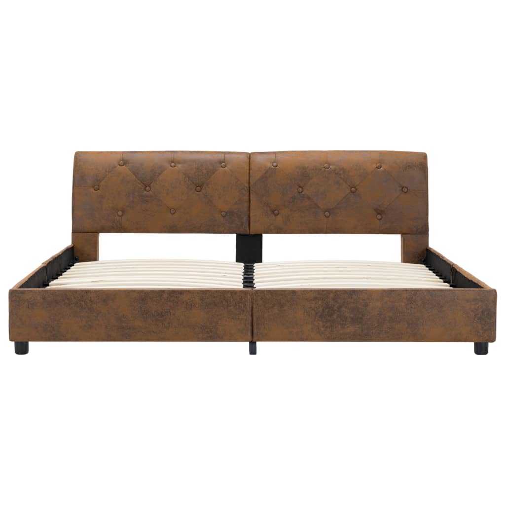 Bedframe kunstsuède bruin 160x200 cm is nu te koop bij PeponiXL, paradijselijk wonen!