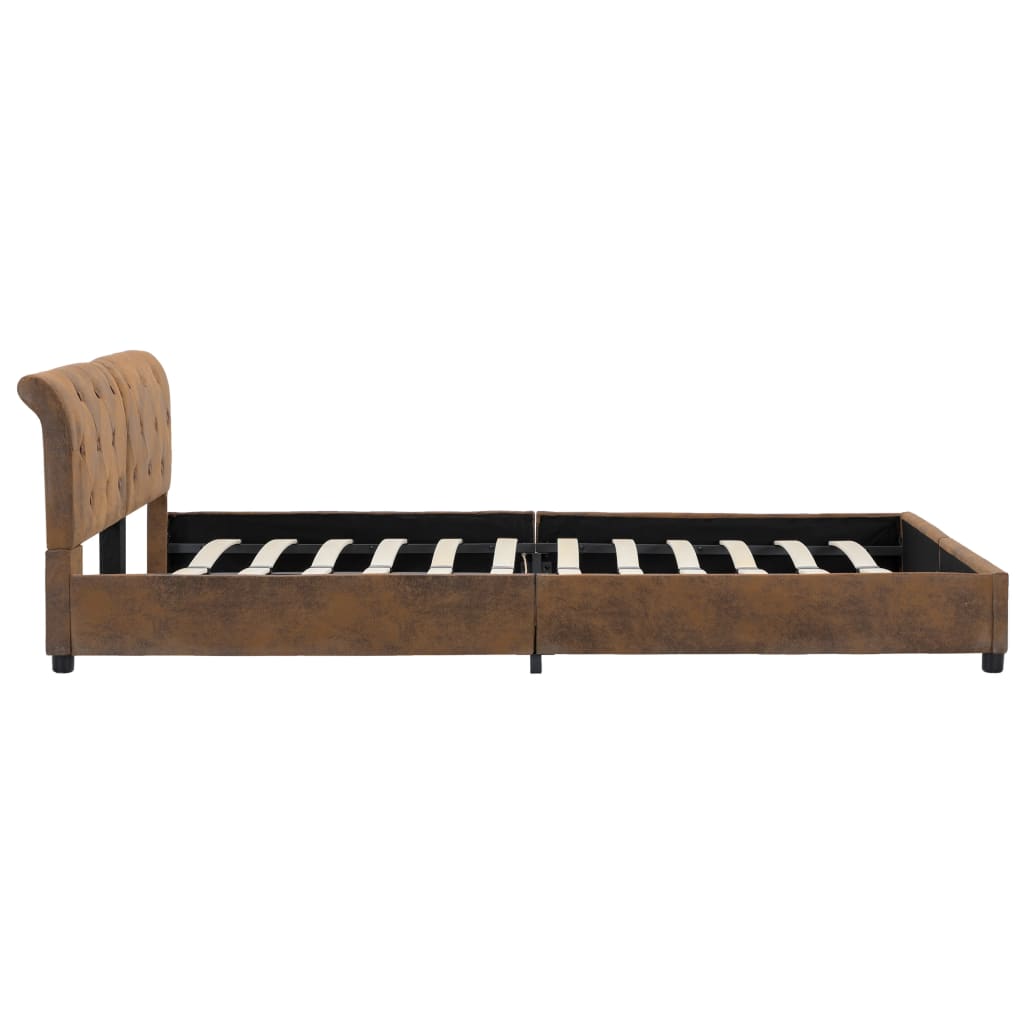 Bedframe kunstsuède bruin 160x200 cm is nu te koop bij PeponiXL, paradijselijk wonen!