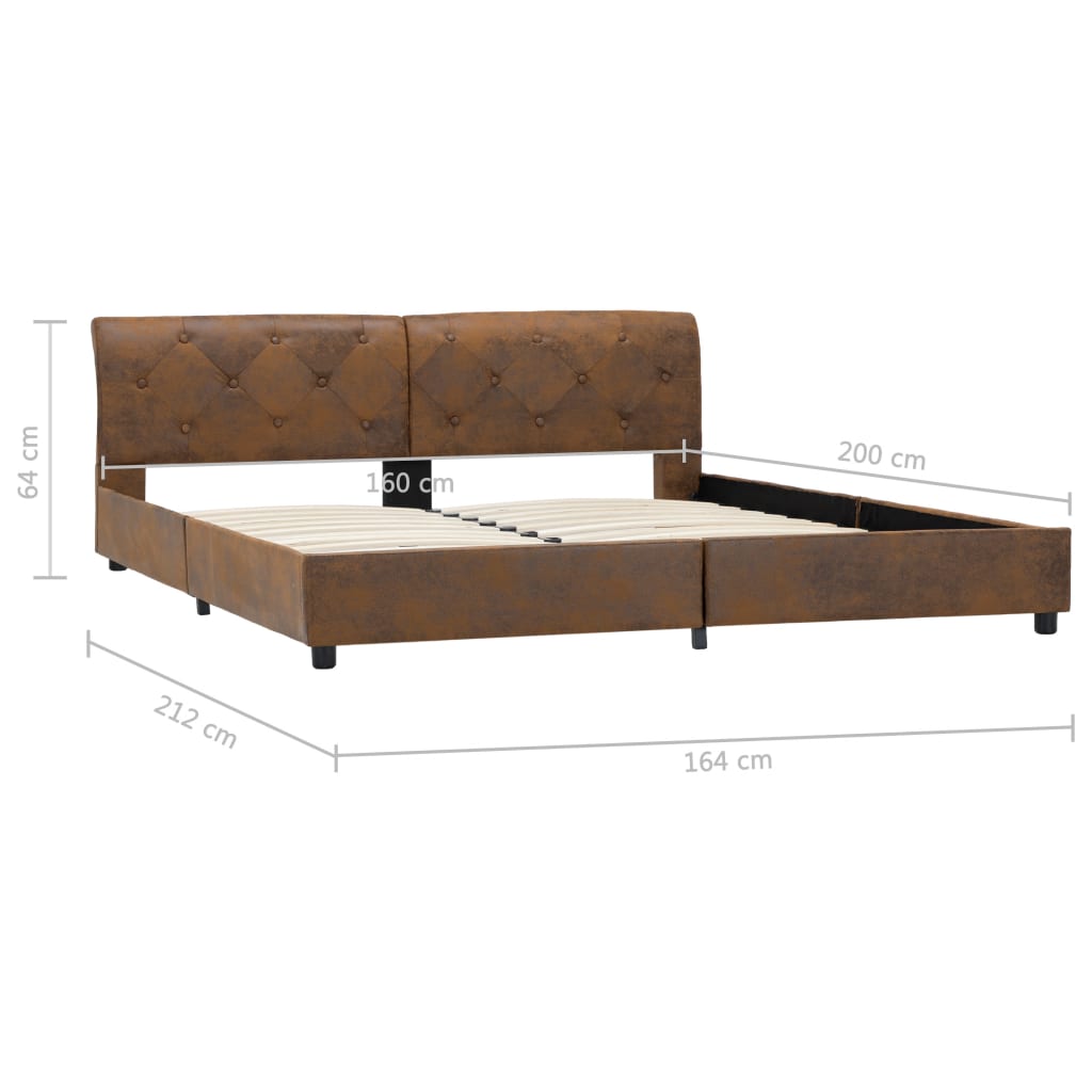 Bedframe kunstsuède bruin 160x200 cm is nu te koop bij PeponiXL, paradijselijk wonen!