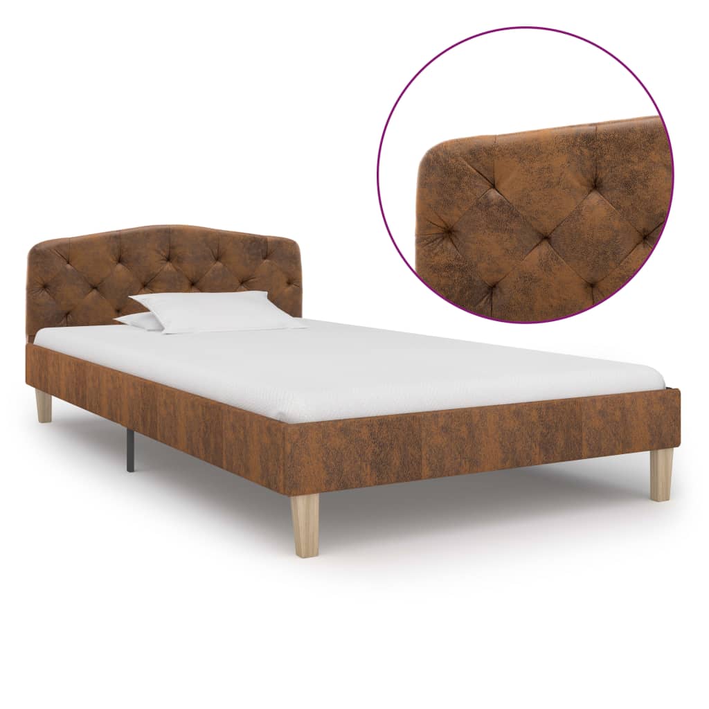 Bedframe kunstsuède bruin 90x200 cm is nu te koop bij PeponiXL, paradijselijk wonen!