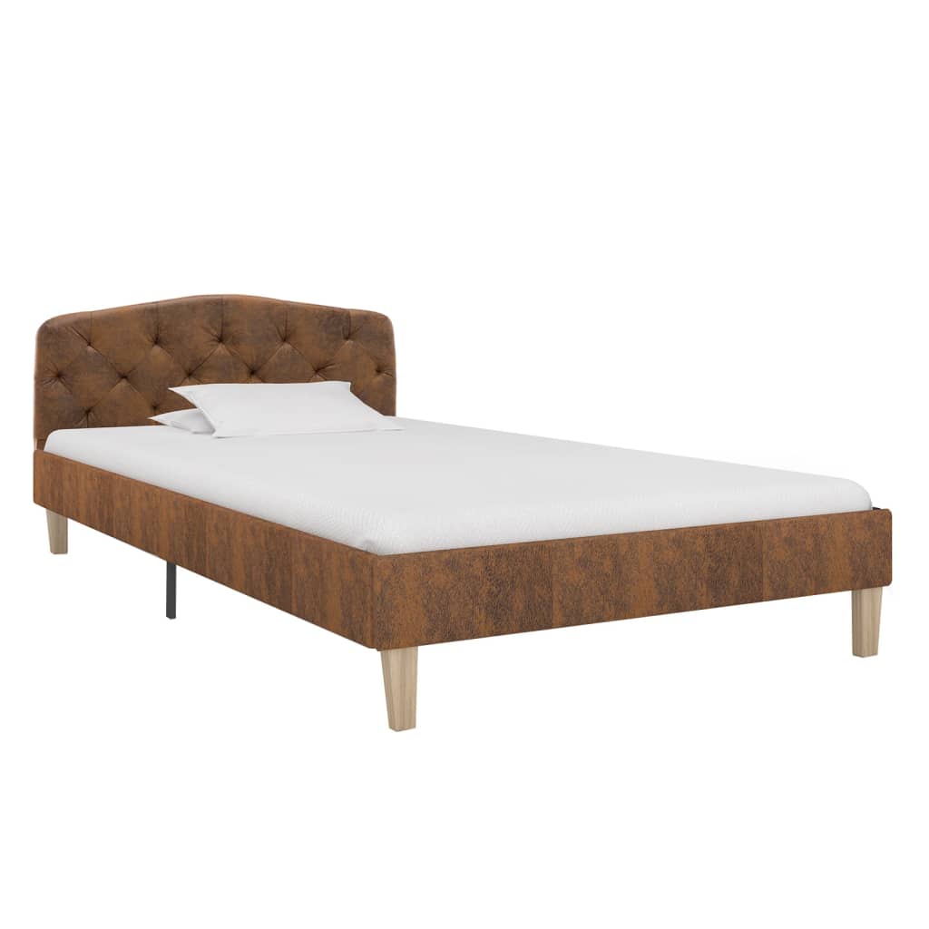 Bedframe kunstsuède bruin 90x200 cm is nu te koop bij PeponiXL, paradijselijk wonen!