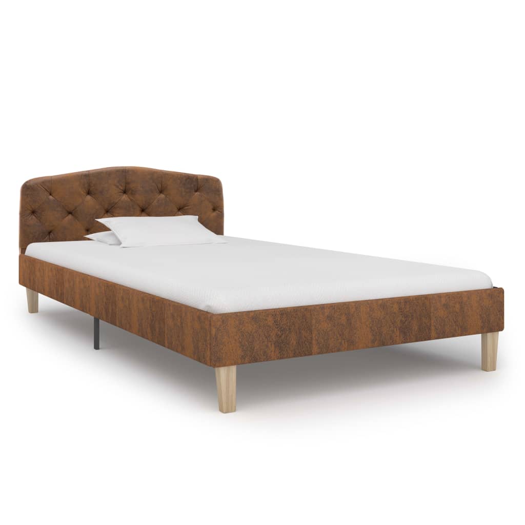 Bedframe kunstsuède bruin 90x200 cm is nu te koop bij PeponiXL, paradijselijk wonen!