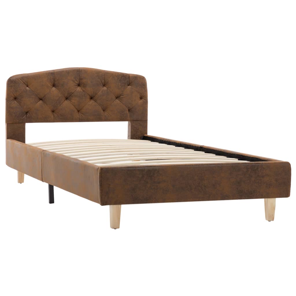 Bedframe kunstsuède bruin 90x200 cm is nu te koop bij PeponiXL, paradijselijk wonen!
