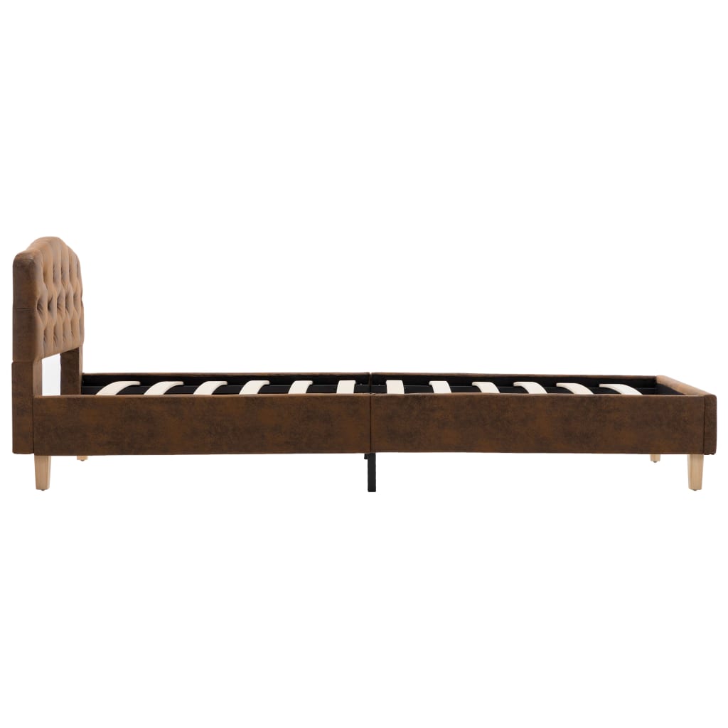 Bedframe kunstsuède bruin 90x200 cm is nu te koop bij PeponiXL, paradijselijk wonen!