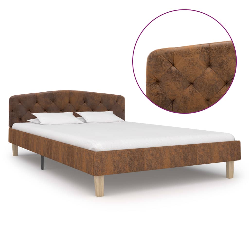 Bedframe kunstsuède bruin 120x200 cm is nu te koop bij PeponiXL, paradijselijk wonen!