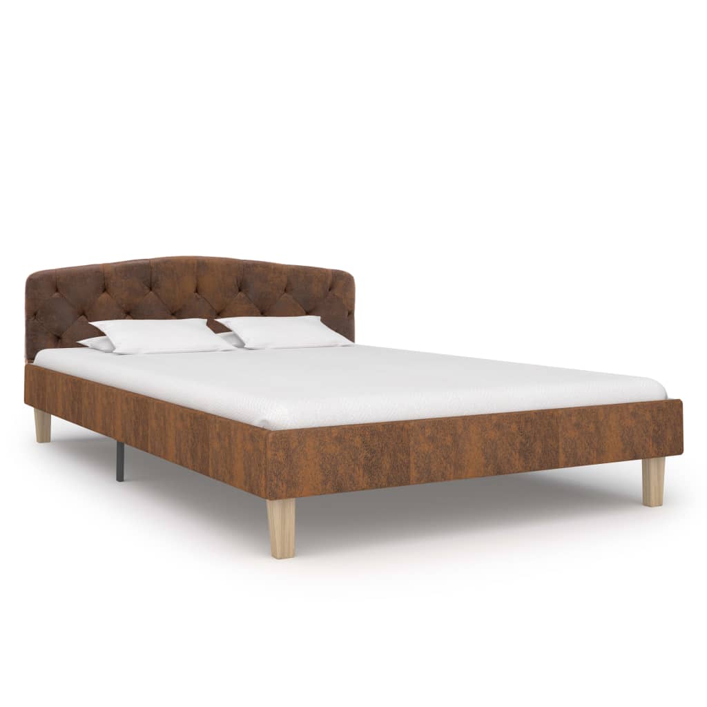 Bedframe kunstsuède bruin 120x200 cm is nu te koop bij PeponiXL, paradijselijk wonen!