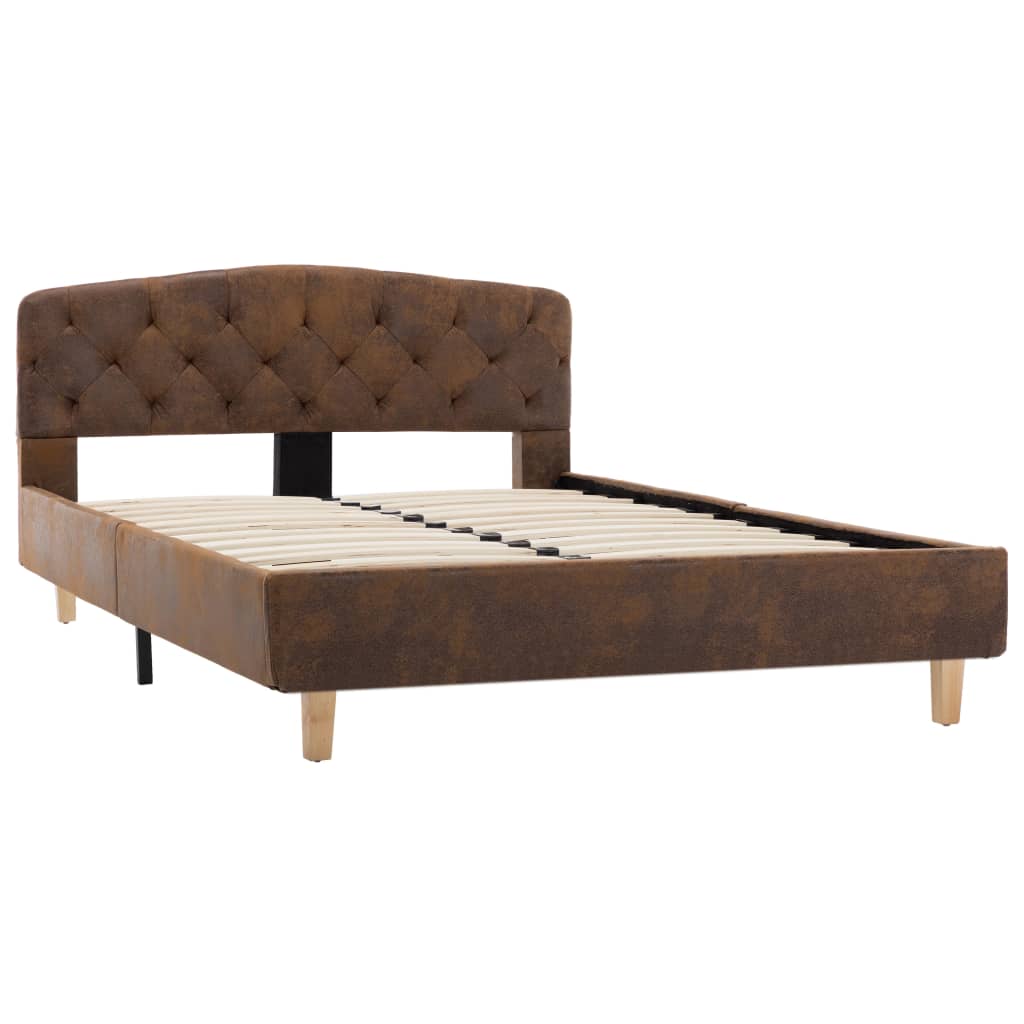 Bedframe kunstsuède bruin 120x200 cm is nu te koop bij PeponiXL, paradijselijk wonen!