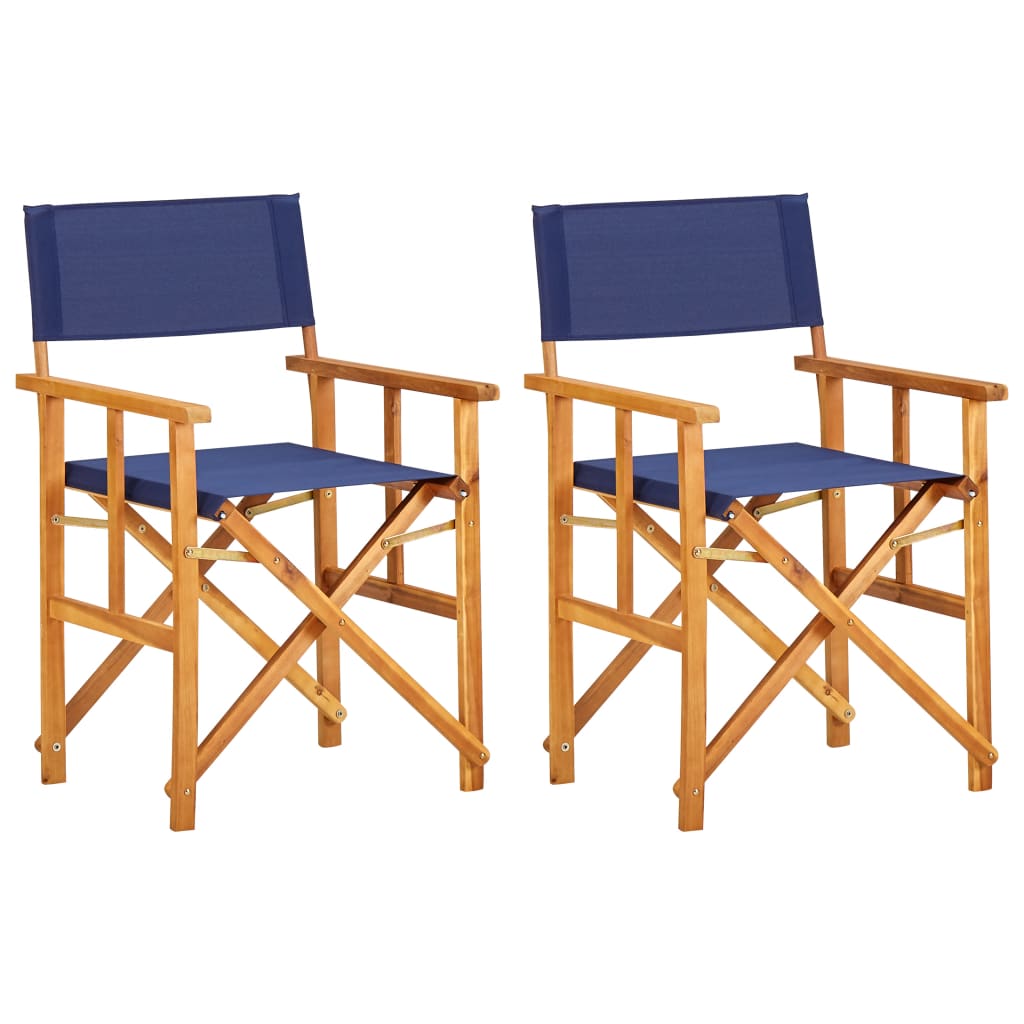 Regisseursstoelen 2 st massief acaciahout blauw is nu te koop bij PeponiXL, paradijselijk wonen!