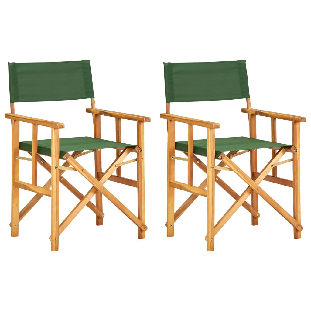 Regisseursstoelen 2 st massief acaciahout groen is nu te koop bij PeponiXL, paradijselijk wonen!