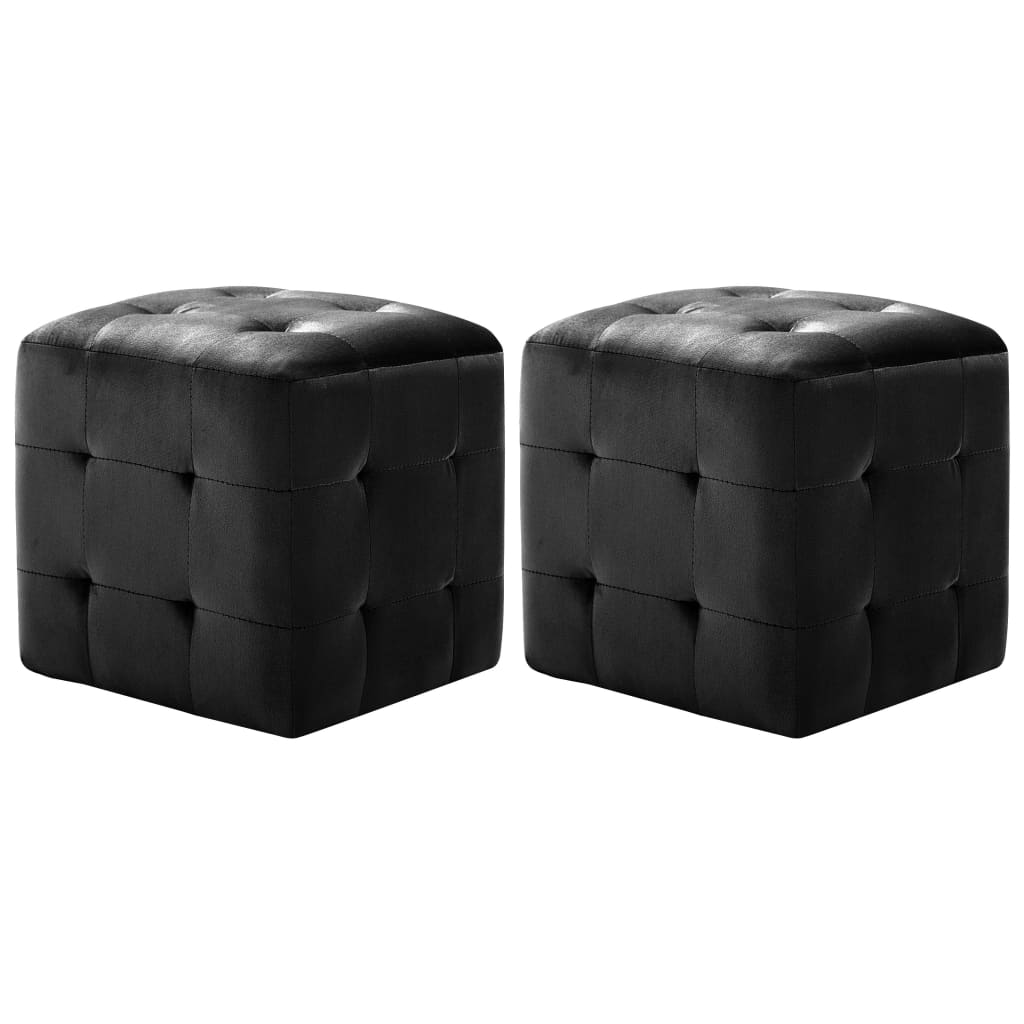 Poef 2 st 30x30x30 cm fluweel zwart is nu te koop bij PeponiXL, paradijselijk wonen!