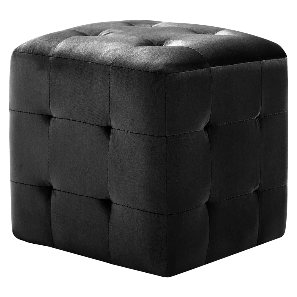 Poef 2 st 30x30x30 cm fluweel zwart is nu te koop bij PeponiXL, paradijselijk wonen!