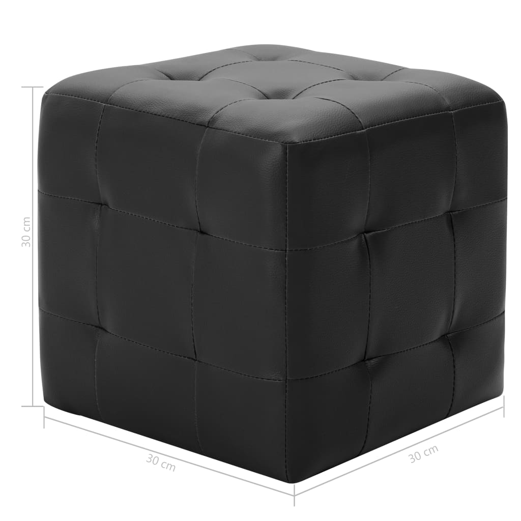 Poef 2 st 30x30x30 cm kunstleer zwart is nu te koop bij PeponiXL, paradijselijk wonen!