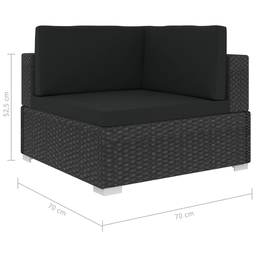 6-delige Loungeset met kussens poly rattan zwart is nu te koop bij PeponiXL, paradijselijk wonen!