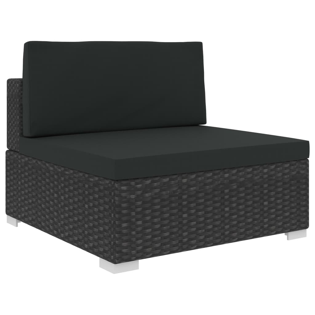 6-delige Loungeset met kussens poly rattan zwart is nu te koop bij PeponiXL, paradijselijk wonen!
