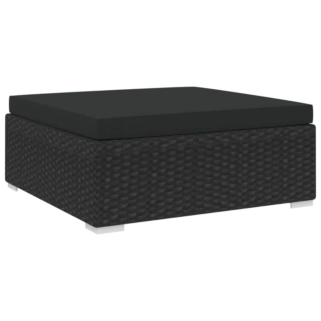 Voetensteun 1 st met kussen poly rattan zwart is nu te koop bij PeponiXL, paradijselijk wonen!