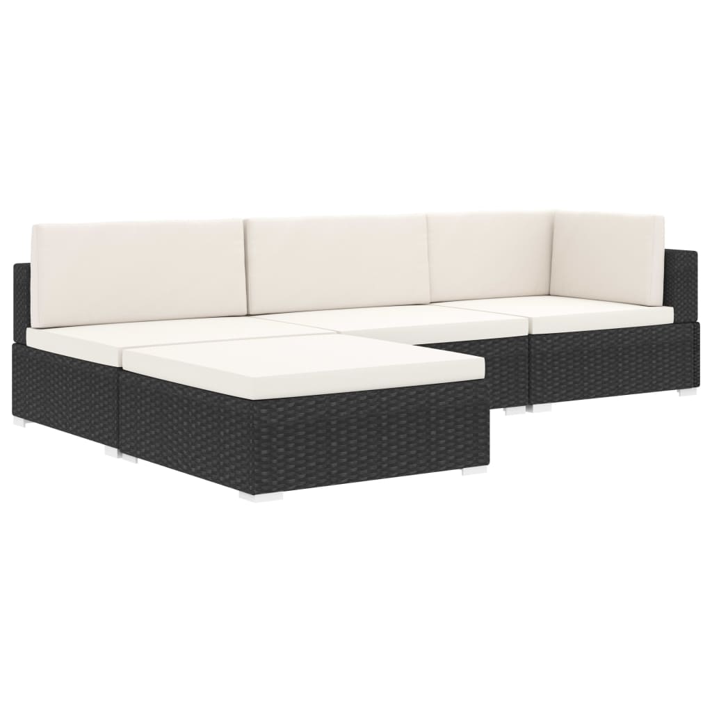 Voetensteun 1 st met kussen poly rattan zwart is nu te koop bij PeponiXL, paradijselijk wonen!