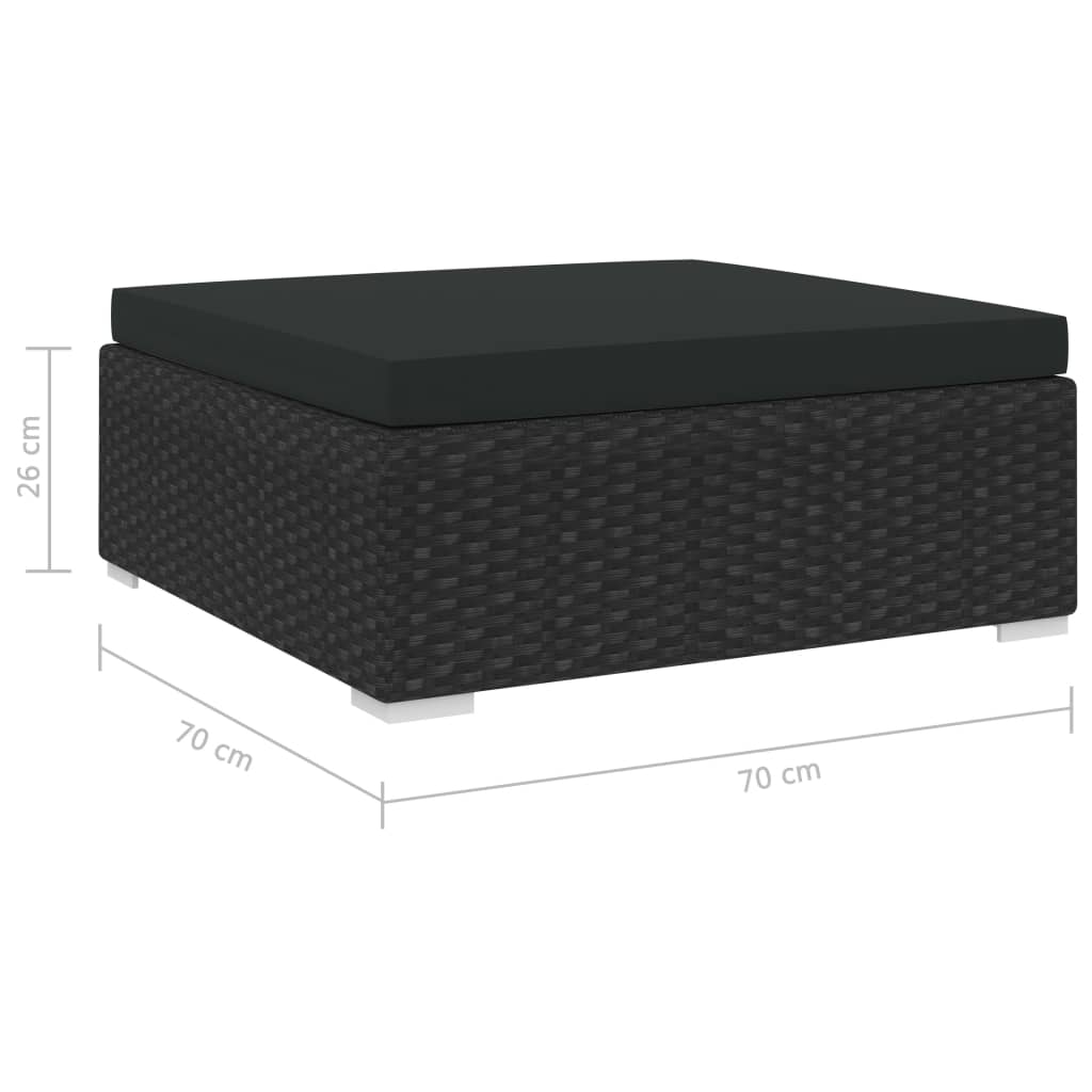 Voetensteun 1 st met kussen poly rattan zwart is nu te koop bij PeponiXL, paradijselijk wonen!