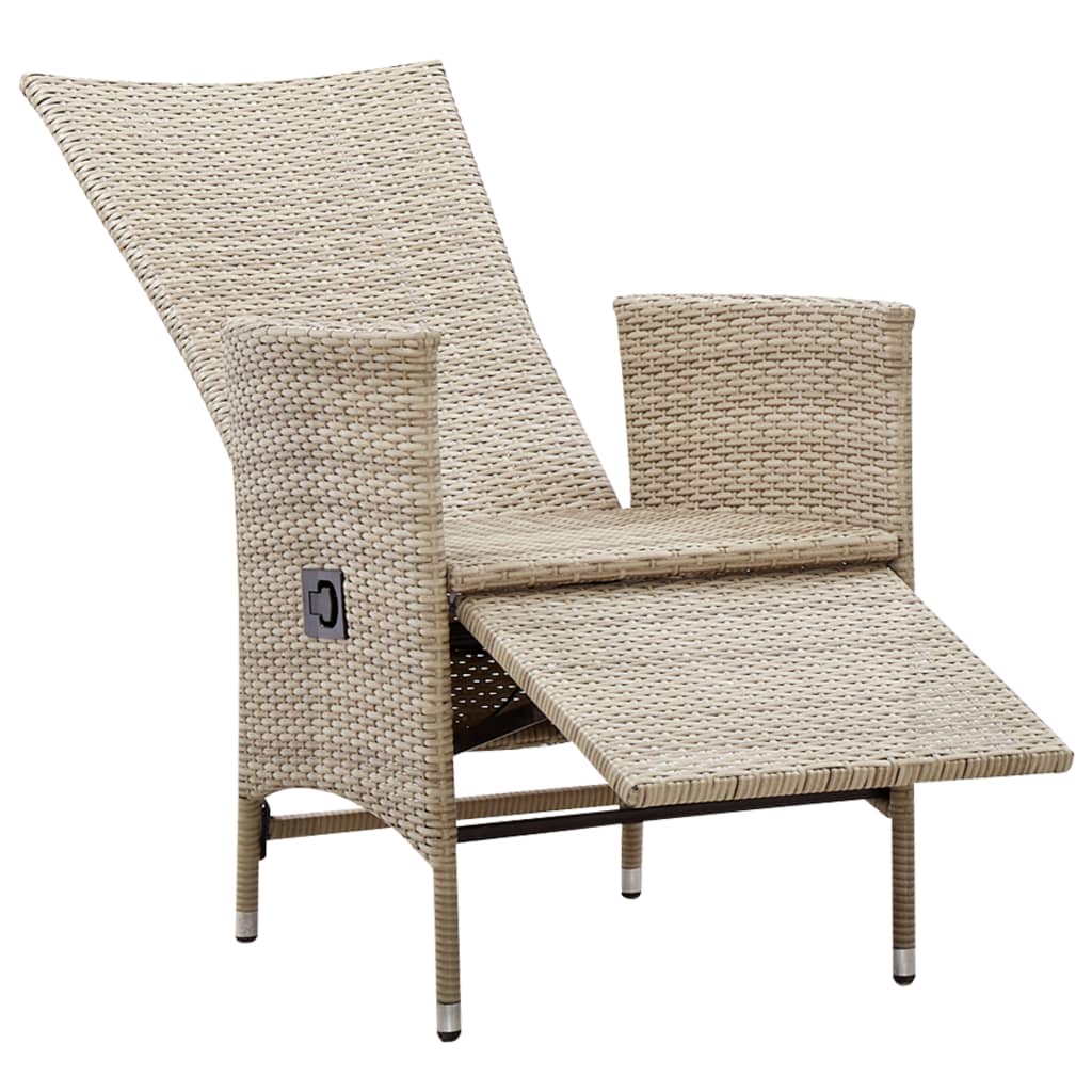 Tuinstoelen 2 st verstelbaar met kussens poly rattan beige is nu te koop bij PeponiXL, paradijselijk wonen!