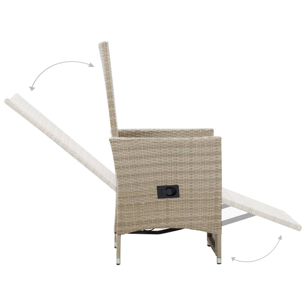 Tuinstoelen 2 st verstelbaar met kussens poly rattan beige is nu te koop bij PeponiXL, paradijselijk wonen!