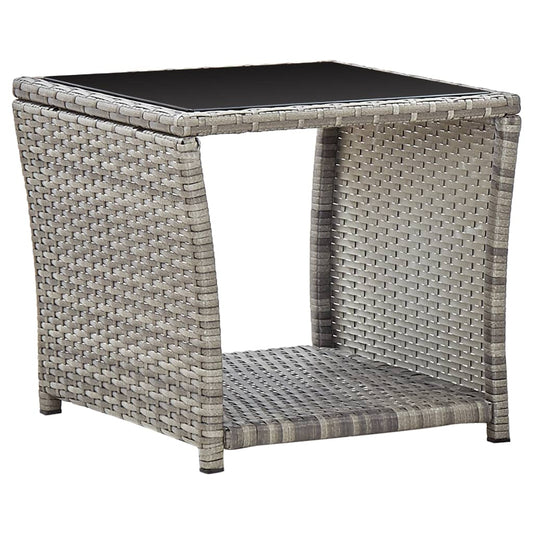 Salontafel 45x45x40 cm poly rattan en glas grijs is nu te koop bij PeponiXL, paradijselijk wonen!
