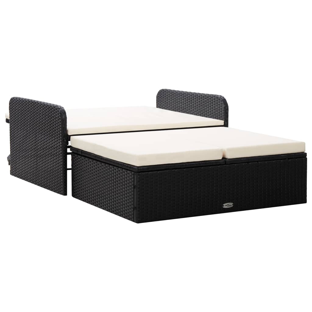 2-delige Loungeset met kussens poly rattan zwart is nu te koop bij PeponiXL, paradijselijk wonen!