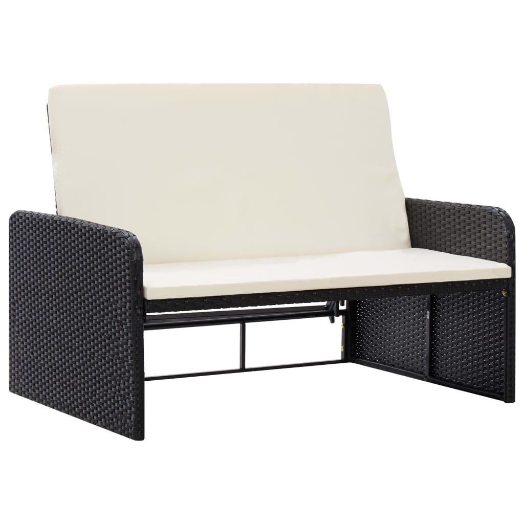 2-delige Loungeset met kussens poly rattan zwart is nu te koop bij PeponiXL, paradijselijk wonen!