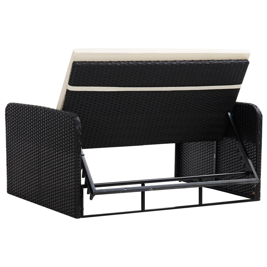 2-delige Loungeset met kussens poly rattan zwart is nu te koop bij PeponiXL, paradijselijk wonen!