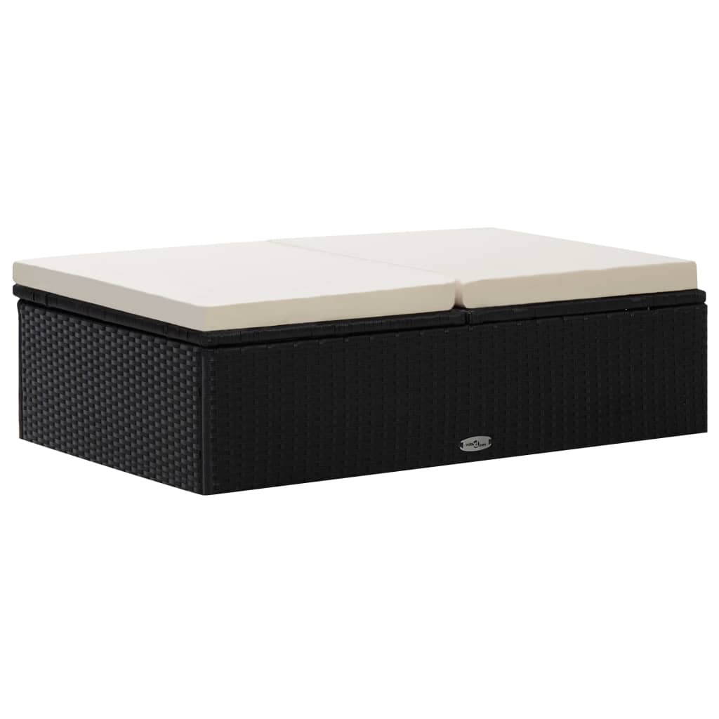 2-delige Loungeset met kussens poly rattan zwart is nu te koop bij PeponiXL, paradijselijk wonen!