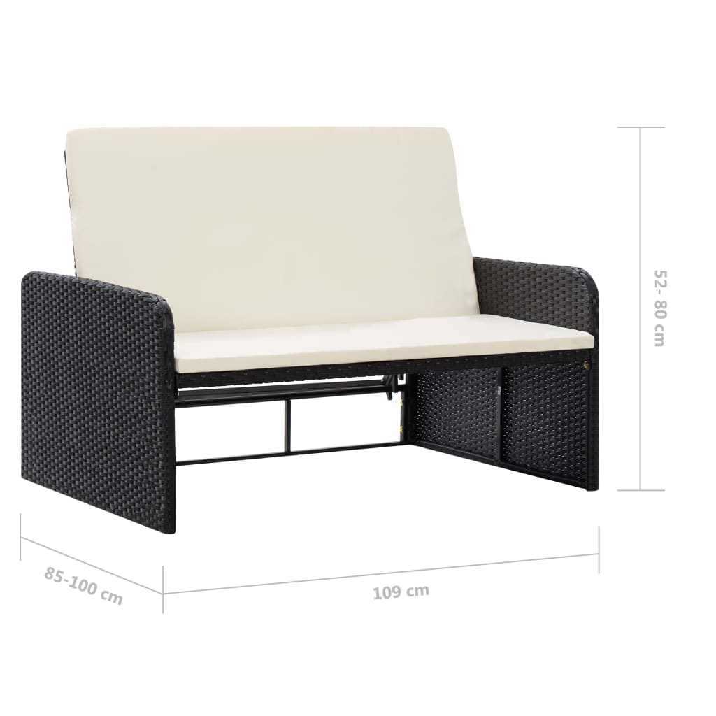 2-delige Loungeset met kussens poly rattan zwart is nu te koop bij PeponiXL, paradijselijk wonen!