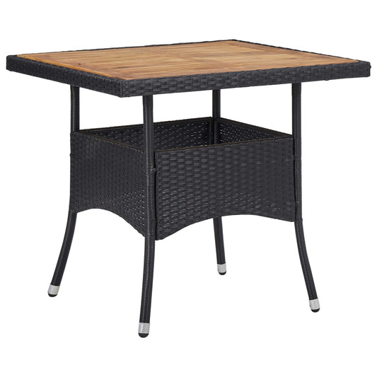 Tuintafel poly rattan en massief acaciahout zwart is nu te koop bij PeponiXL, paradijselijk wonen!