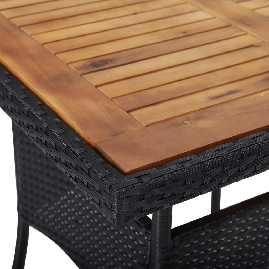 Tuintafel poly rattan en massief acaciahout zwart is nu te koop bij PeponiXL, paradijselijk wonen!