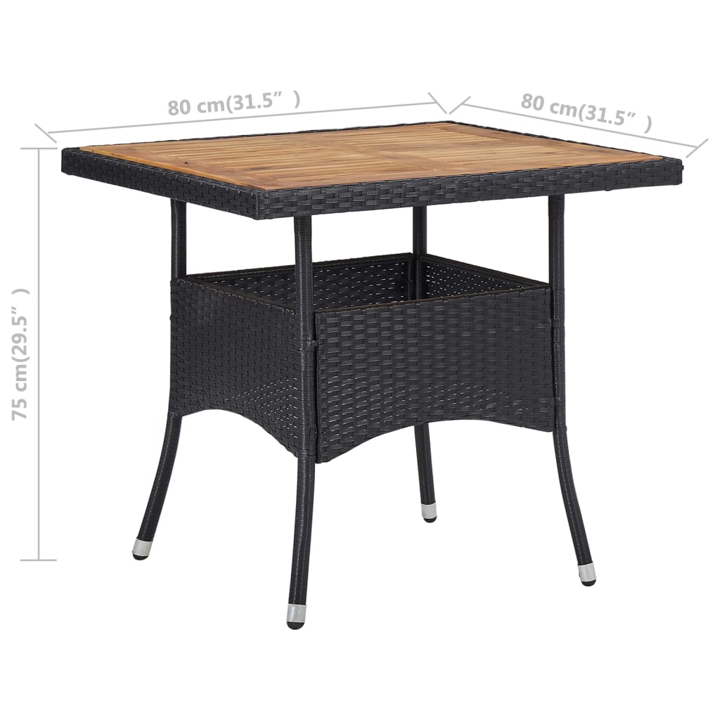 Tuintafel poly rattan en massief acaciahout zwart is nu te koop bij PeponiXL, paradijselijk wonen!