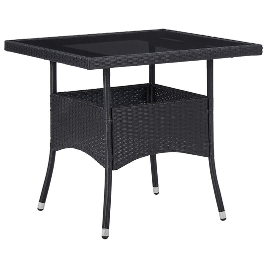 Tuintafel poly rattan en glas zwart is nu te koop bij PeponiXL, paradijselijk wonen!