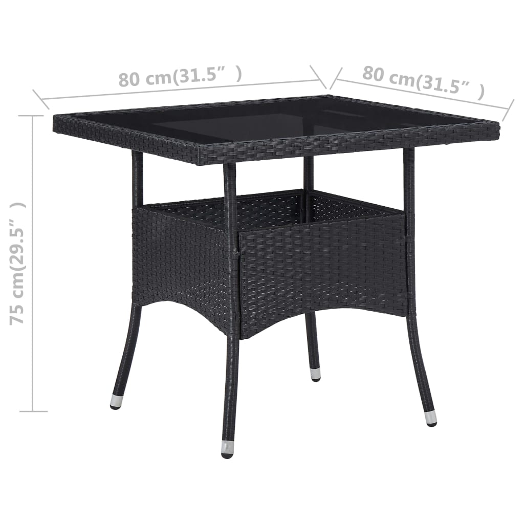 Tuintafel poly rattan en glas zwart is nu te koop bij PeponiXL, paradijselijk wonen!