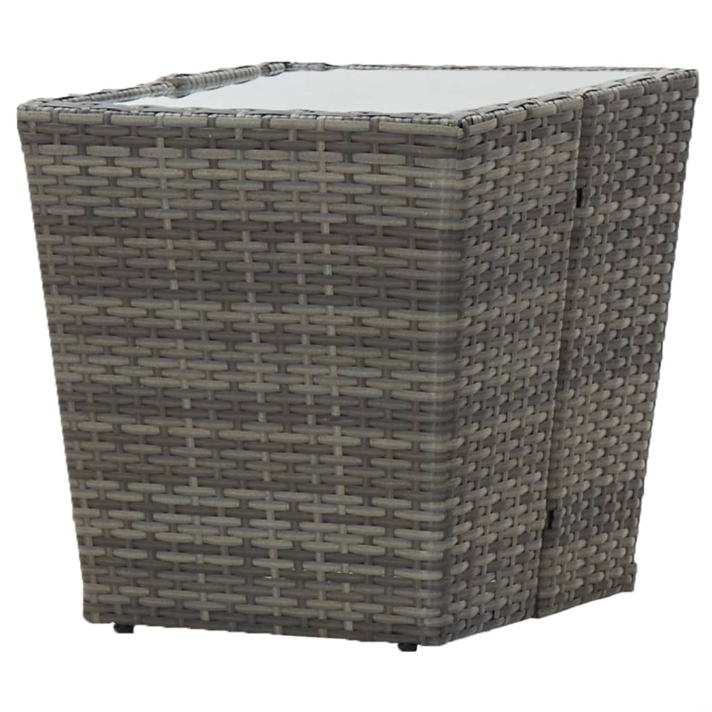 Theetafel 41,5x41,5x43 cm poly rattan en gehard glas grijs is nu te koop bij PeponiXL, paradijselijk wonen!