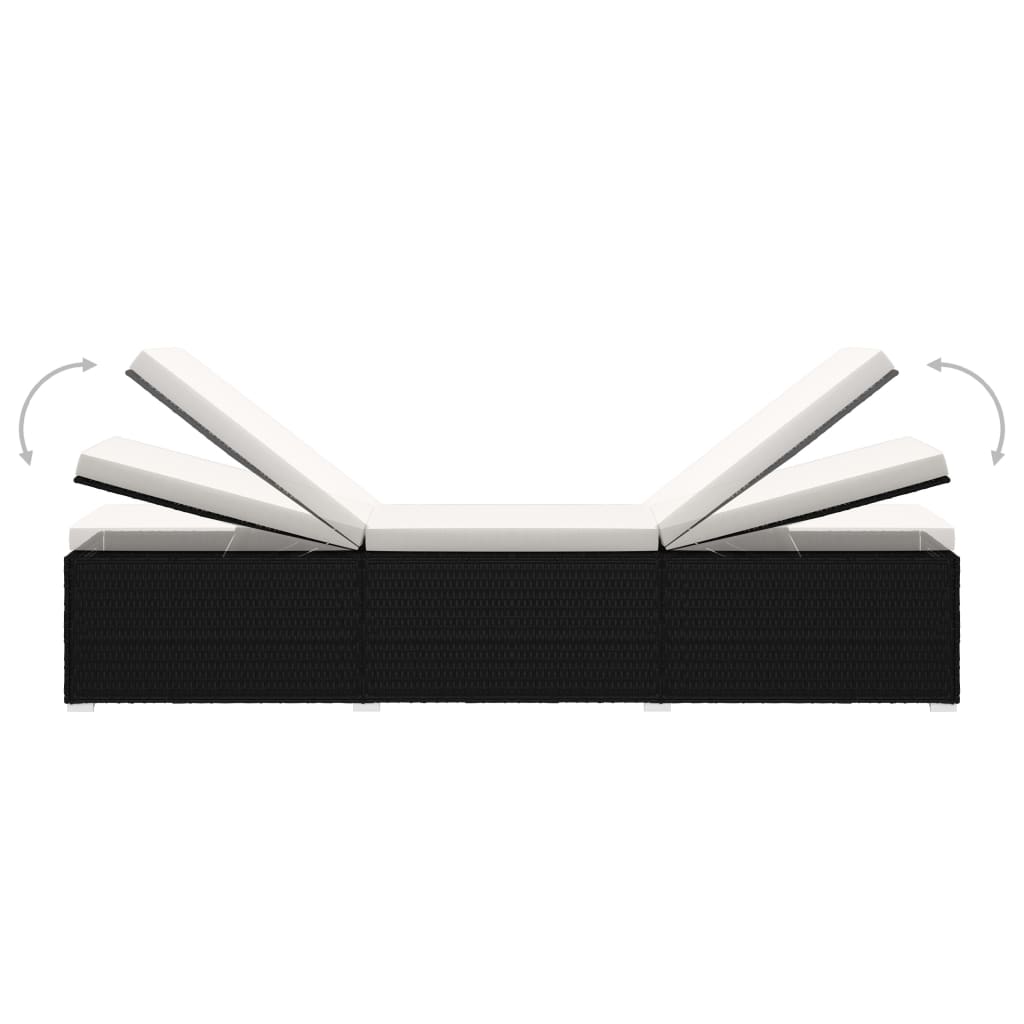 Ligbed met kussen en theetafel poly rattan crèmewit is nu te koop bij PeponiXL, paradijselijk wonen!