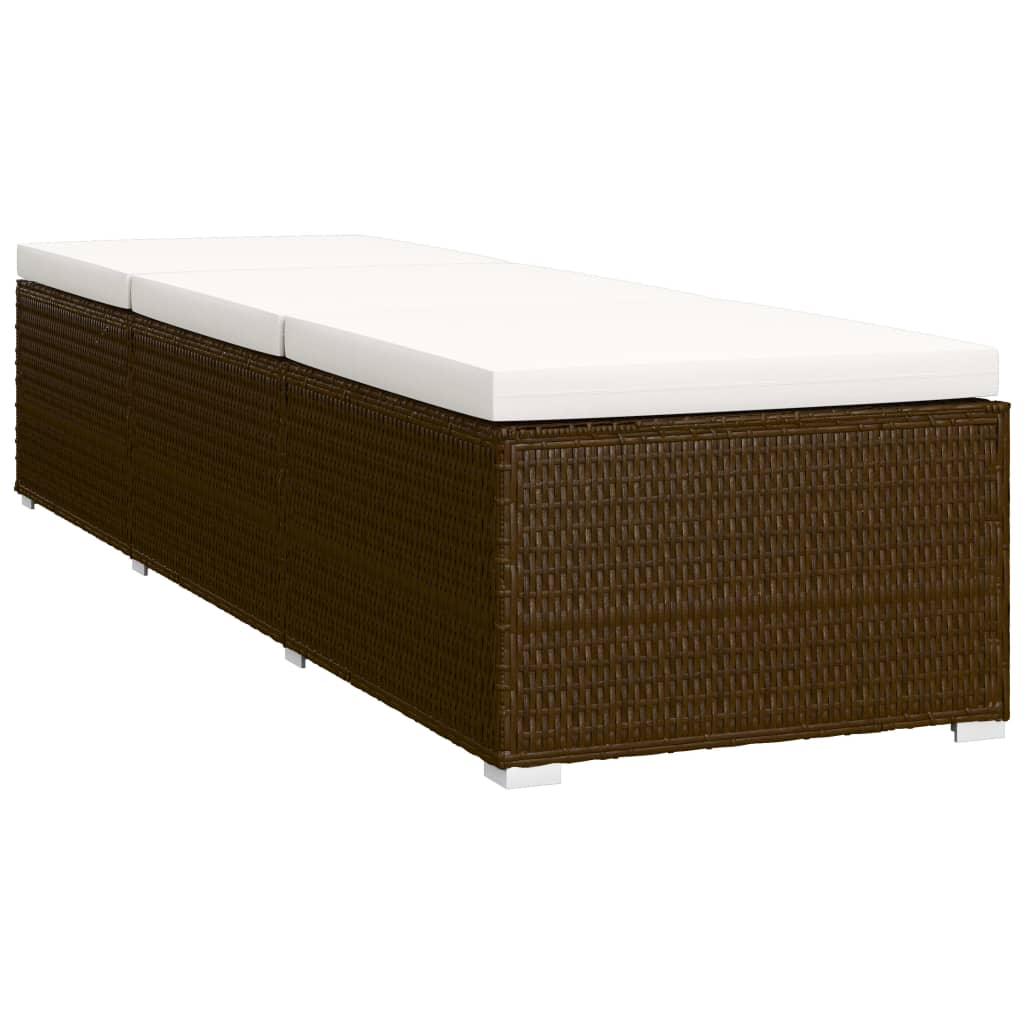Ligbed met kussen en theetafel poly rattan bruin is nu te koop bij PeponiXL, paradijselijk wonen!