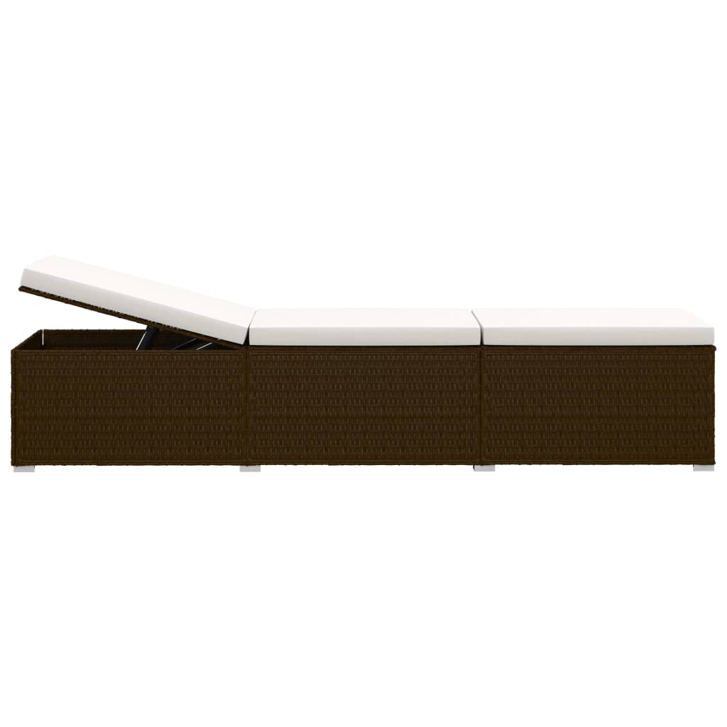Ligbed met kussen en theetafel poly rattan bruin is nu te koop bij PeponiXL, paradijselijk wonen!