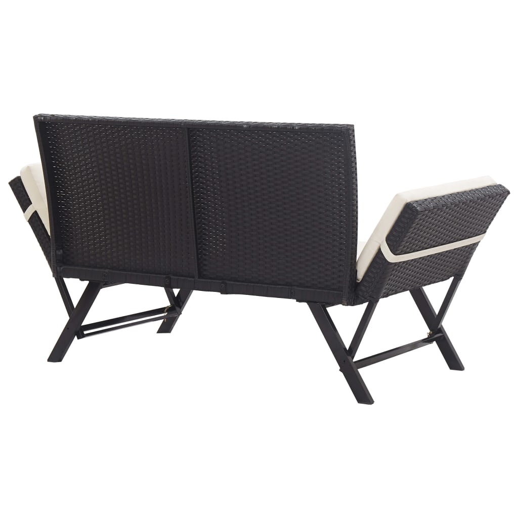 Tuinbank met kussens 176 cm poly rattan zwart is nu te koop bij PeponiXL, paradijselijk wonen!