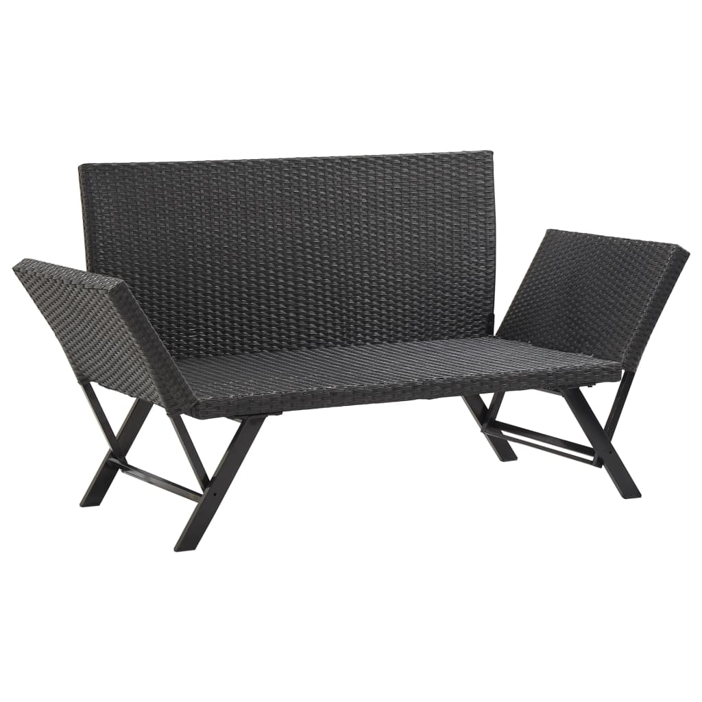 Tuinbank met kussens 176 cm poly rattan zwart is nu te koop bij PeponiXL, paradijselijk wonen!