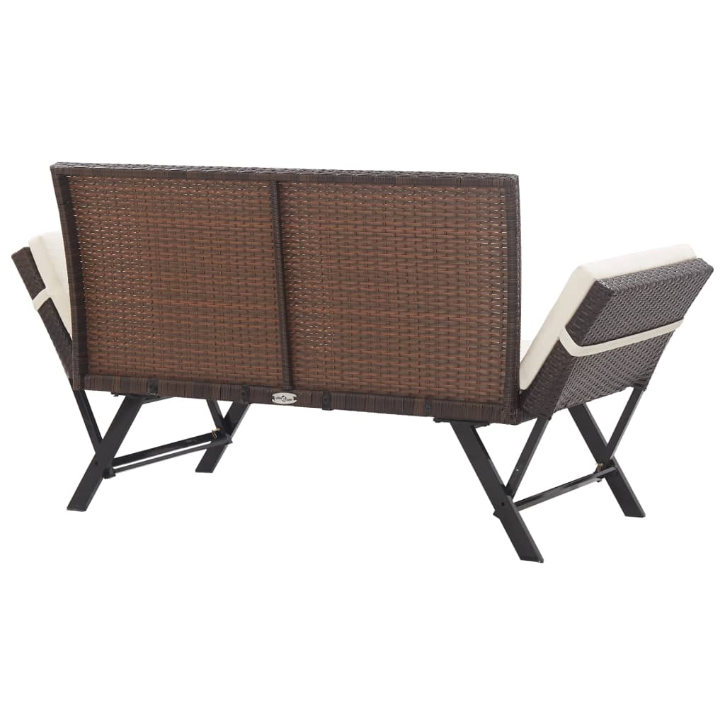 Tuinbank met kussens 176 cm poly rattan bruin is nu te koop bij PeponiXL, paradijselijk wonen!