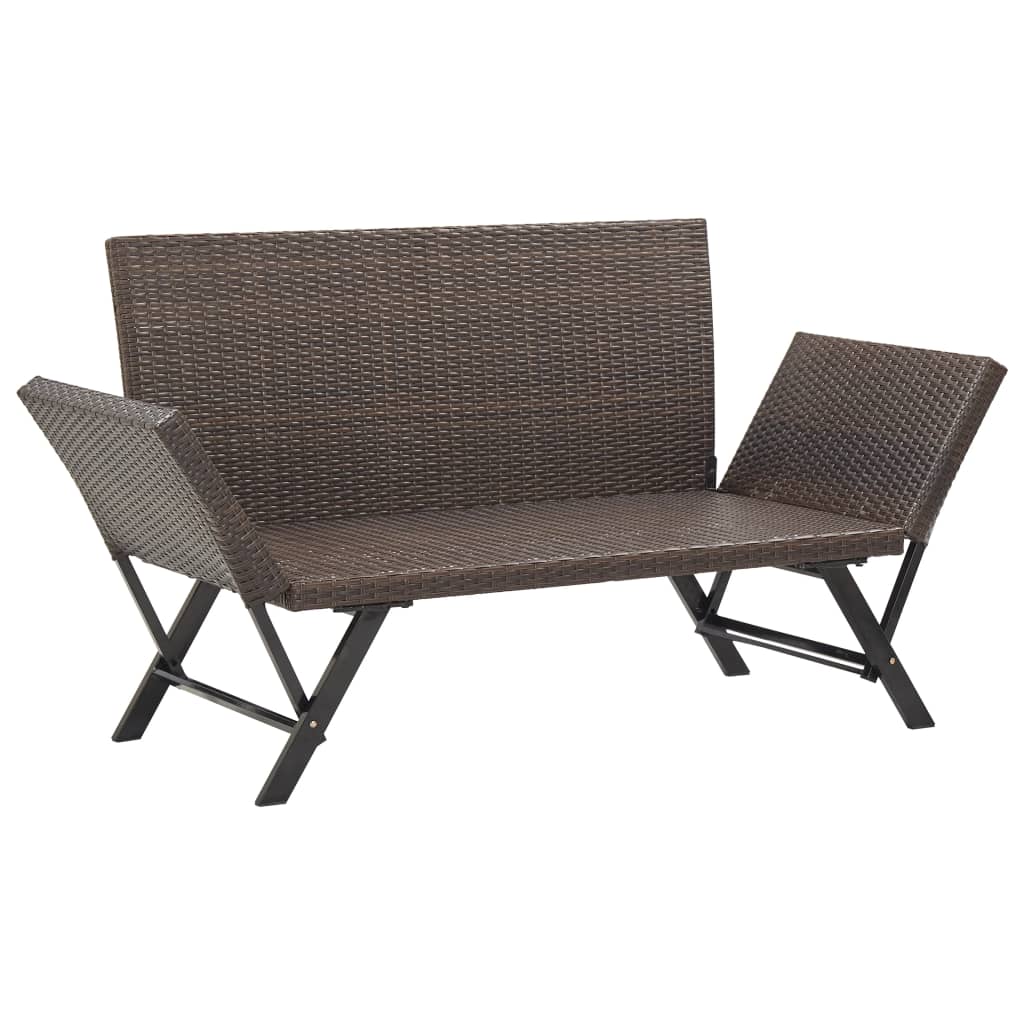 Tuinbank met kussens 176 cm poly rattan bruin is nu te koop bij PeponiXL, paradijselijk wonen!