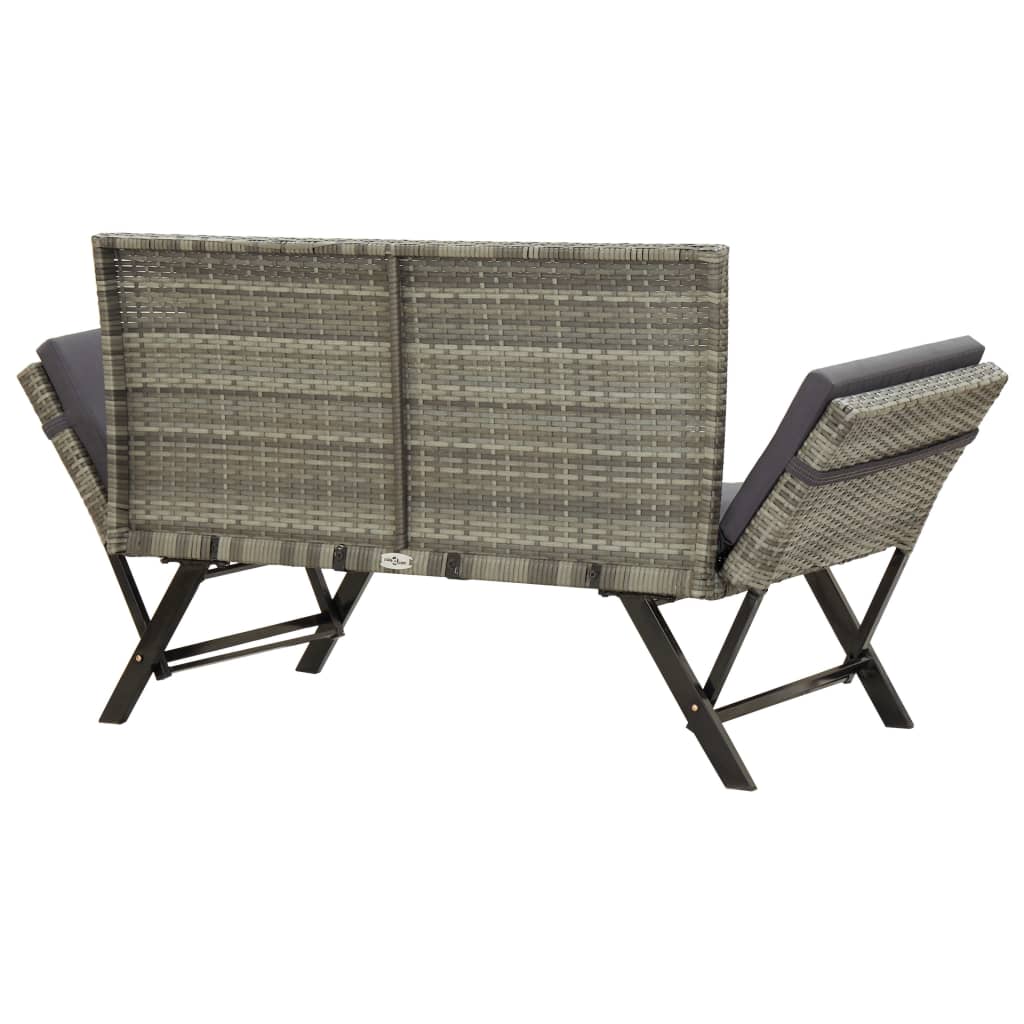 Tuinbank met kussens 176 cm poly rattan grijs is nu te koop bij PeponiXL, paradijselijk wonen!