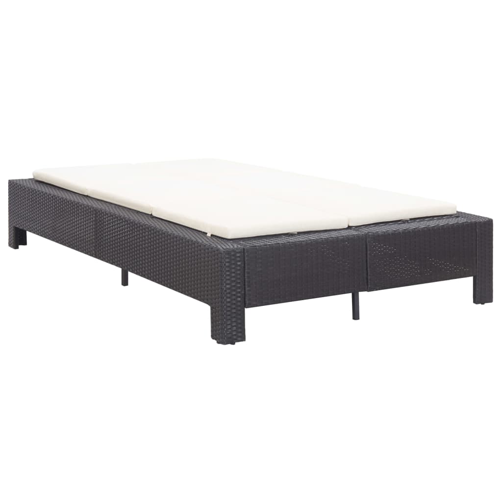 Ligbed met kussen 2-persoons poly rattan zwart is nu te koop bij PeponiXL, paradijselijk wonen!