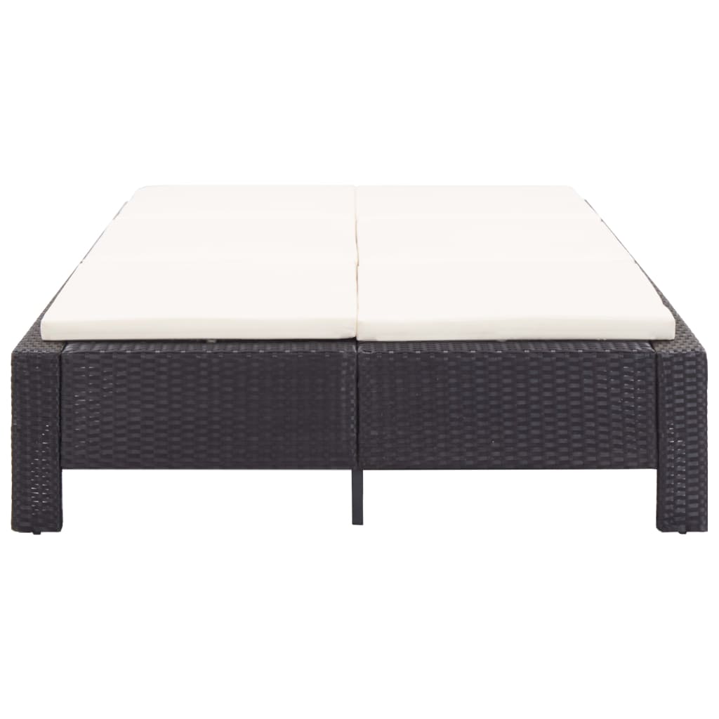 Ligbed met kussen 2-persoons poly rattan zwart is nu te koop bij PeponiXL, paradijselijk wonen!