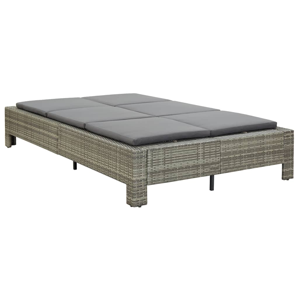 Ligbed met kussen 2-persoons poly rattan grijs is nu te koop bij PeponiXL, paradijselijk wonen!