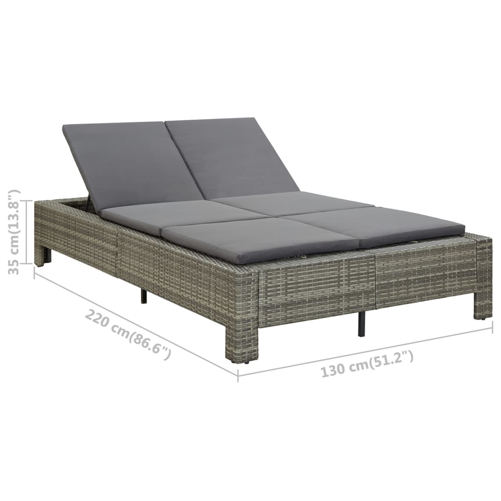 Ligbed met kussen 2-persoons poly rattan grijs is nu te koop bij PeponiXL, paradijselijk wonen!